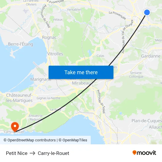 Petit Nice to Carry-le-Rouet map