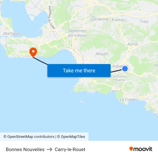 Bonnes Nouvelles to Carry-le-Rouet map