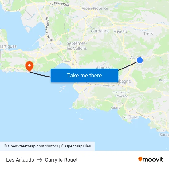 Les Artauds to Carry-le-Rouet map