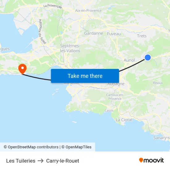 Les Tuileries to Carry-le-Rouet map