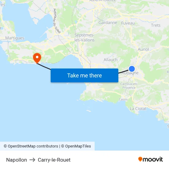 Napollon to Carry-le-Rouet map