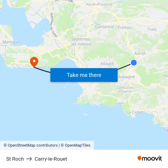 St Roch to Carry-le-Rouet map