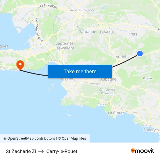 St Zacharie Zi to Carry-le-Rouet map