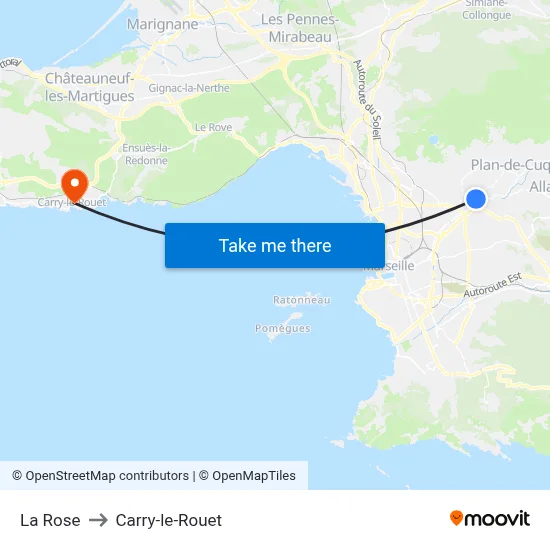 La Rose to Carry-le-Rouet map