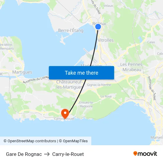 Gare De Rognac to Carry-le-Rouet map