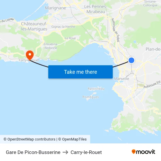 Gare De Picon-Busserine to Carry-le-Rouet map