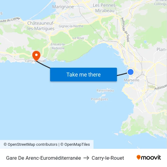 Gare De Arenc-Euroméditerranée to Carry-le-Rouet map