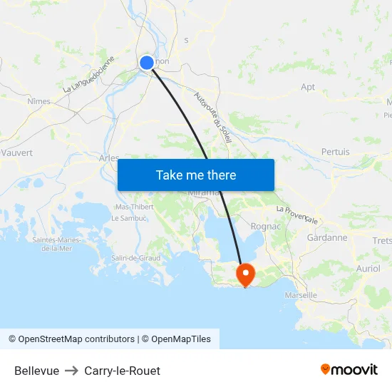 Bellevue to Carry-le-Rouet map