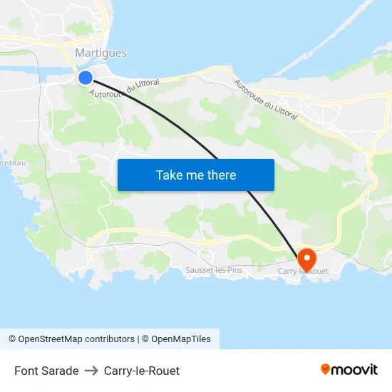 Font Sarade to Carry-le-Rouet map