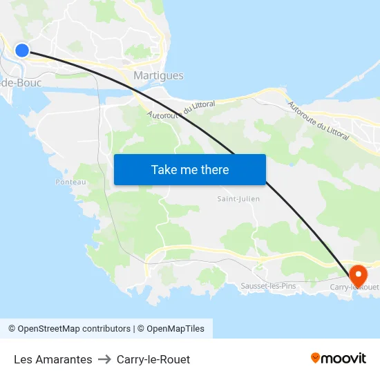 Les  Amarantes to Carry-le-Rouet map