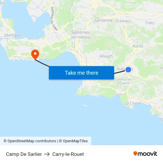 Camp De Sarlier to Carry-le-Rouet map