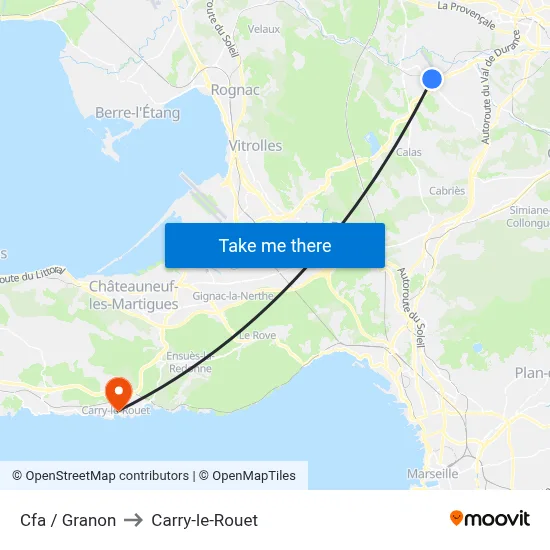 Cfa / Granon to Carry-le-Rouet map