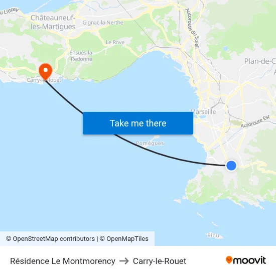 Résidence Le Montmorency to Carry-le-Rouet map