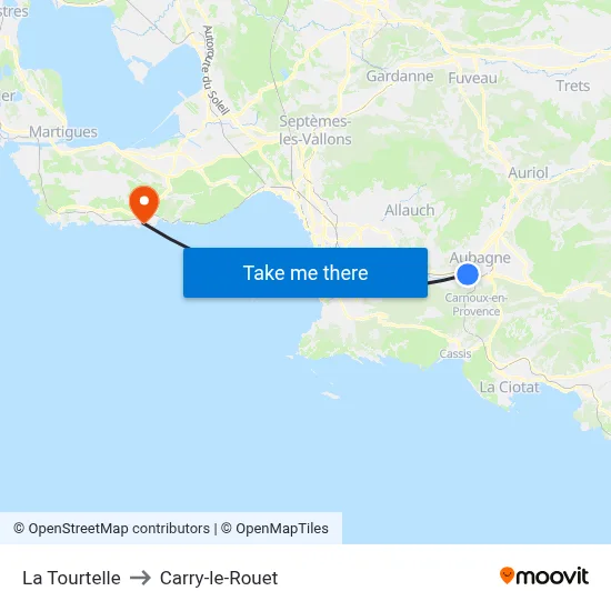 La Tourtelle to Carry-le-Rouet map