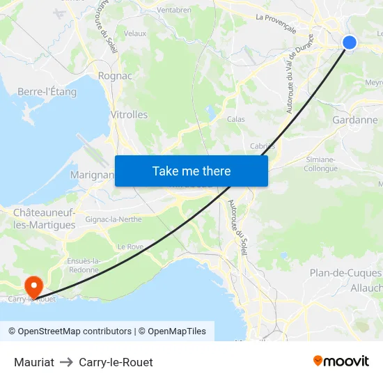 Mauriat to Carry-le-Rouet map