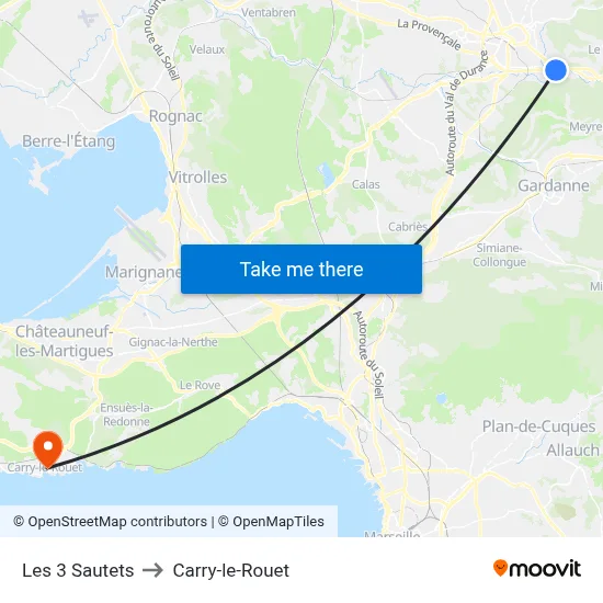 Les 3 Sautets to Carry-le-Rouet map