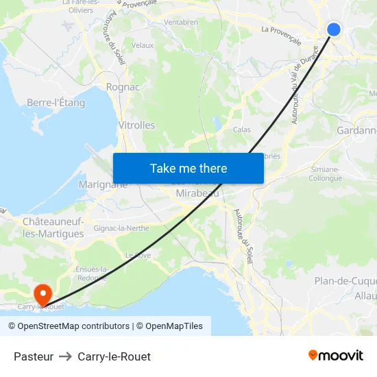 Pasteur to Carry-le-Rouet map