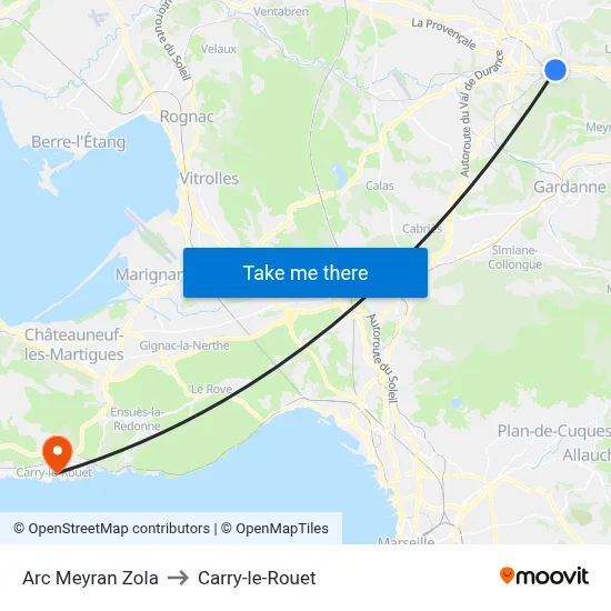 Arc Meyran Zola to Carry-le-Rouet map