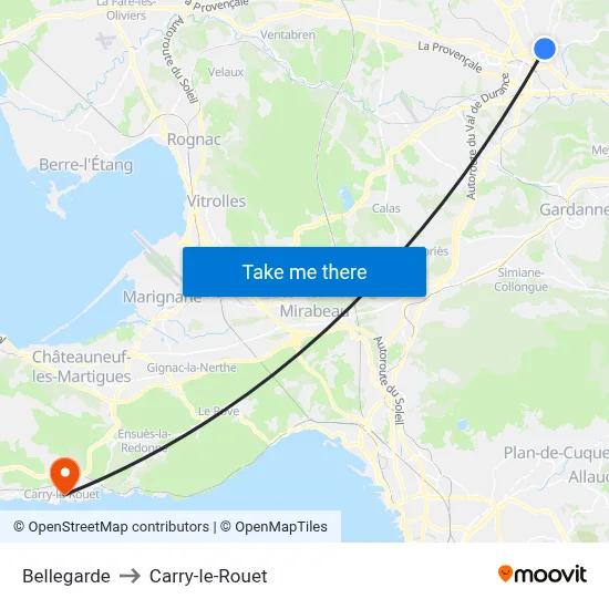 Bellegarde to Carry-le-Rouet map