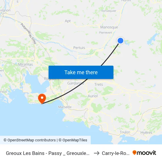 Greoux Les Bains - Passy _ Greouxlesbains to Carry-le-Rouet map