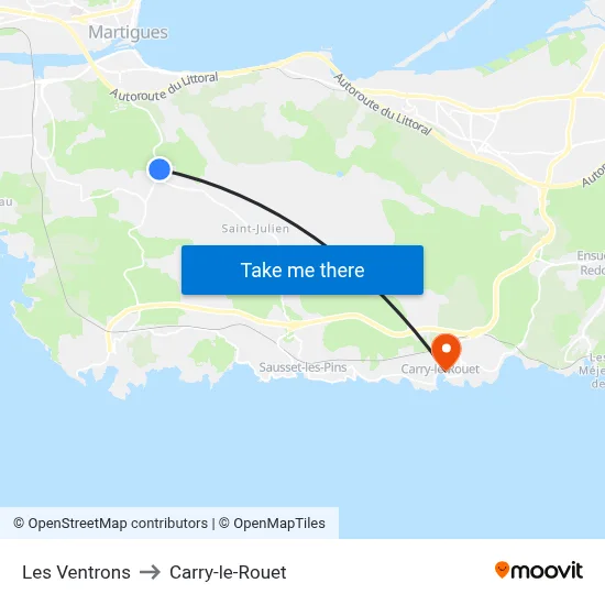 Les Ventrons to Carry-le-Rouet map