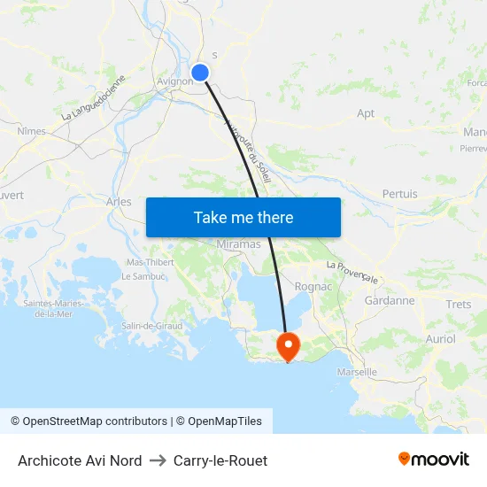 Archicote Avi Nord to Carry-le-Rouet map