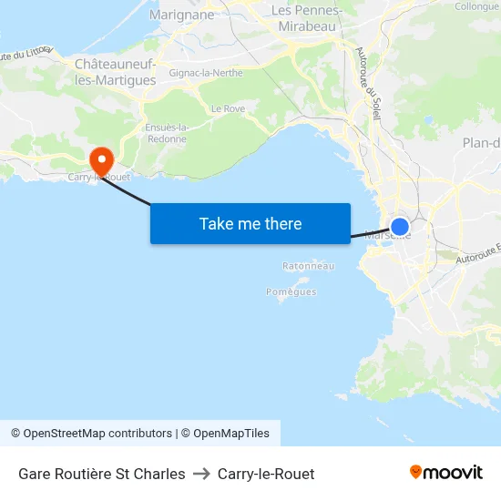 Gare Routière St Charles to Carry-le-Rouet map