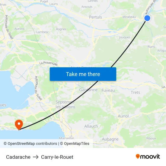 Cadarache to Carry-le-Rouet map