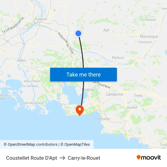 Coustellet Route D'Apt to Carry-le-Rouet map