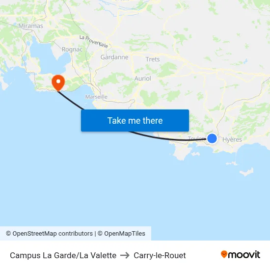 Campus La Garde/La Valette to Carry-le-Rouet map