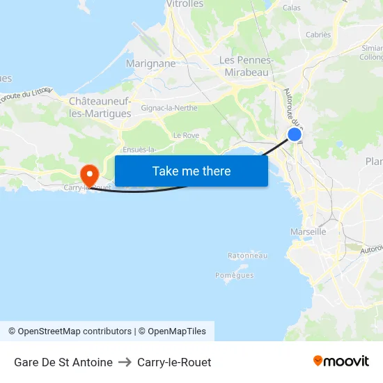 Gare De St Antoine to Carry-le-Rouet map