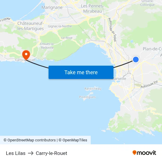 Les Lilas to Carry-le-Rouet map