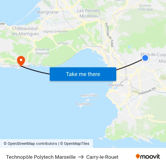 Technopôle Polytech Marseille to Carry-le-Rouet map