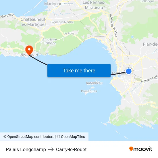 Palais Longchamp to Carry-le-Rouet map