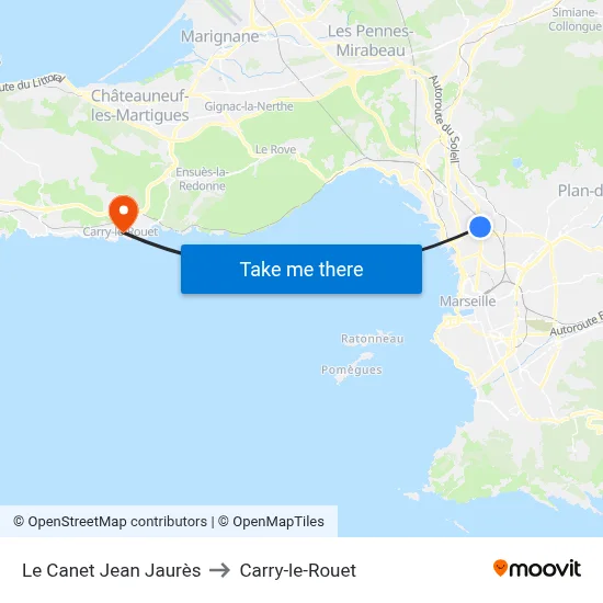 Le Canet Jean Jaurès to Carry-le-Rouet map