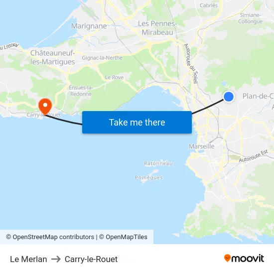 Le Merlan to Carry-le-Rouet map