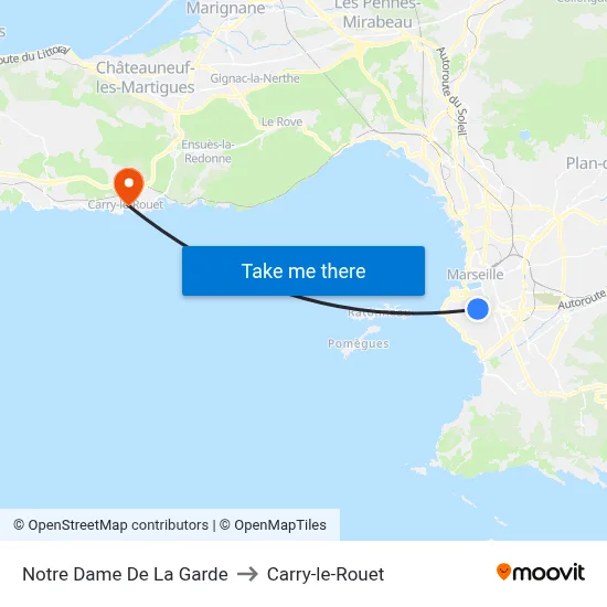 Notre Dame De La Garde to Carry-le-Rouet map