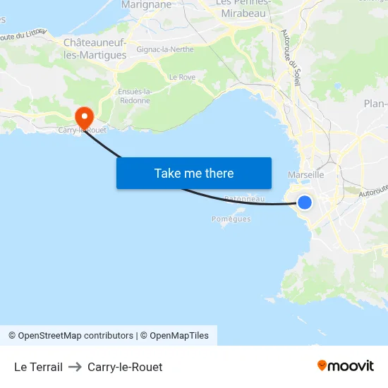 Le Terrail to Carry-le-Rouet map