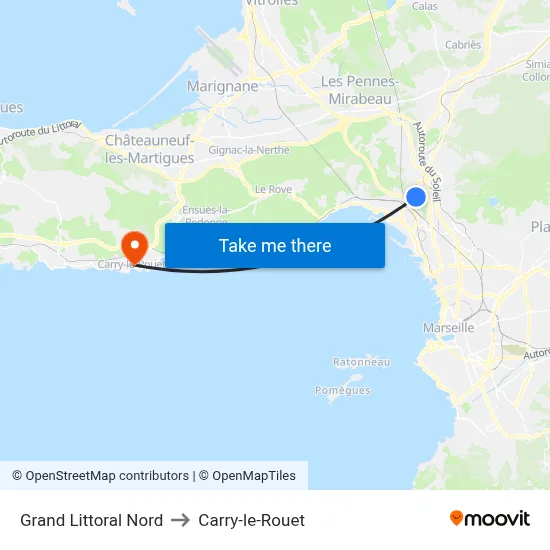 Grand Littoral Nord to Carry-le-Rouet map