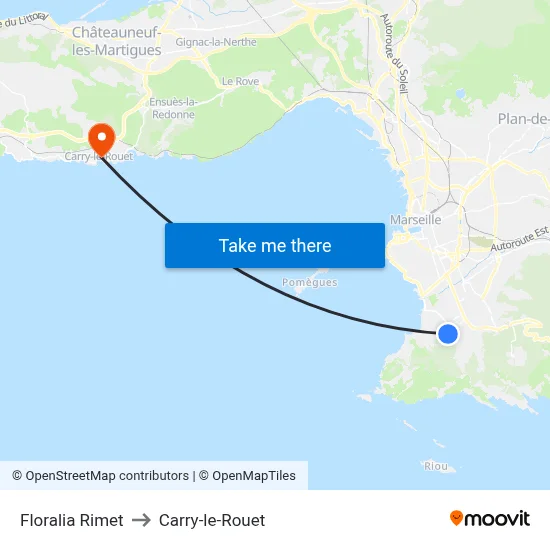 Floralia Rimet to Carry-le-Rouet map