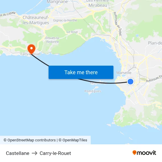 Castellane to Carry-le-Rouet map