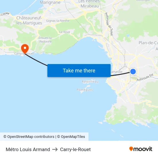 Métro Louis Armand to Carry-le-Rouet map