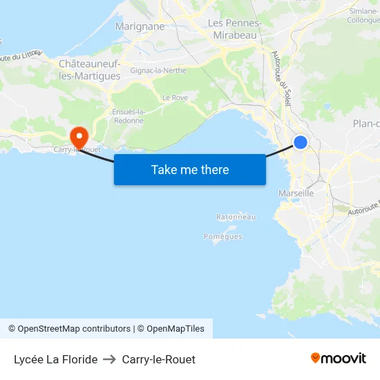 Lycée La Floride to Carry-le-Rouet map