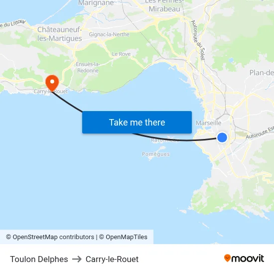 Toulon Delphes to Carry-le-Rouet map