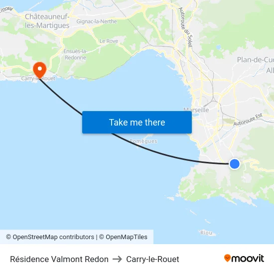 Résidence Valmont Redon to Carry-le-Rouet map