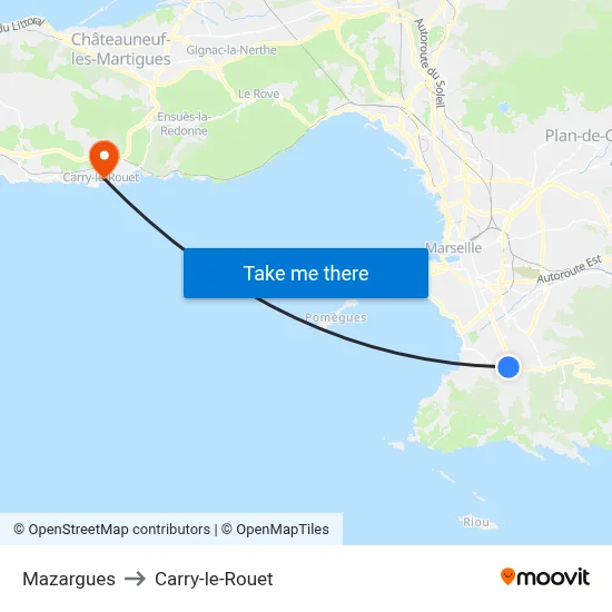 Mazargues to Carry-le-Rouet map
