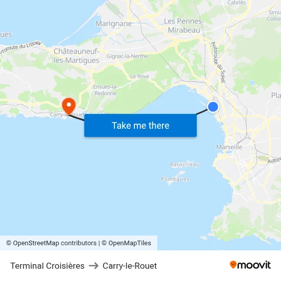 Terminal Croisières to Carry-le-Rouet map