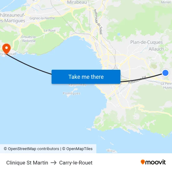 Clinique St Martin to Carry-le-Rouet map