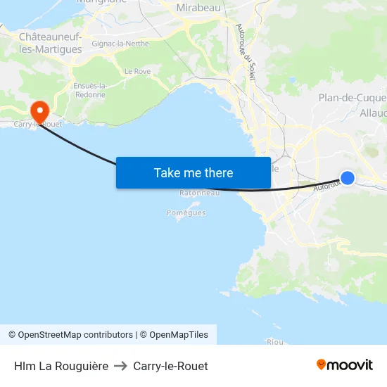 Hlm La Rouguière to Carry-le-Rouet map