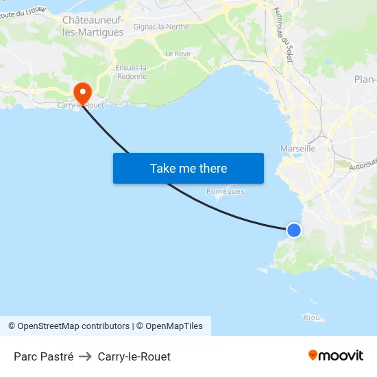 Parc Pastré to Carry-le-Rouet map
